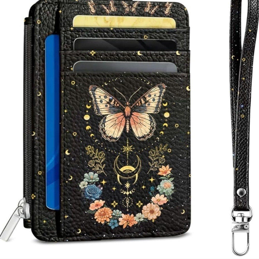Butterfly Design Black Phone Wallet Case